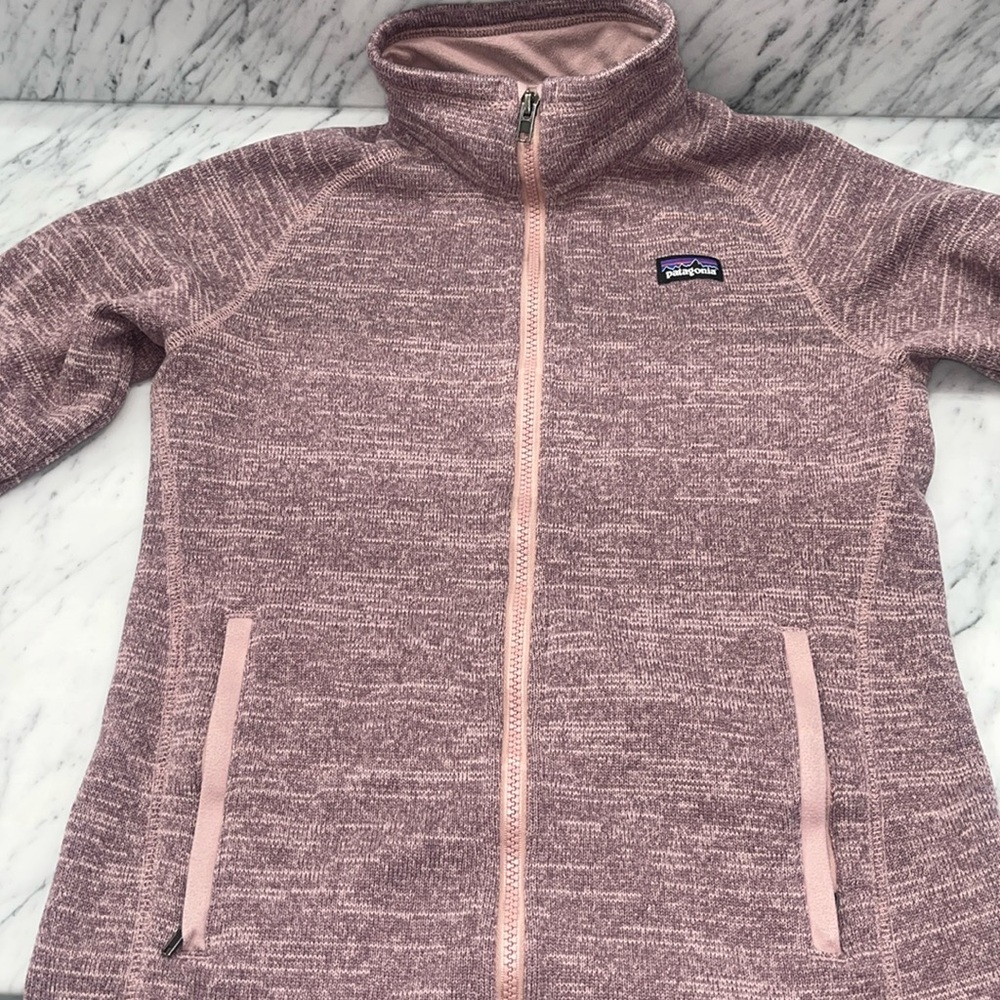 Patagonia better sweater, full zip fleece, plum color, great shape.Girls XL